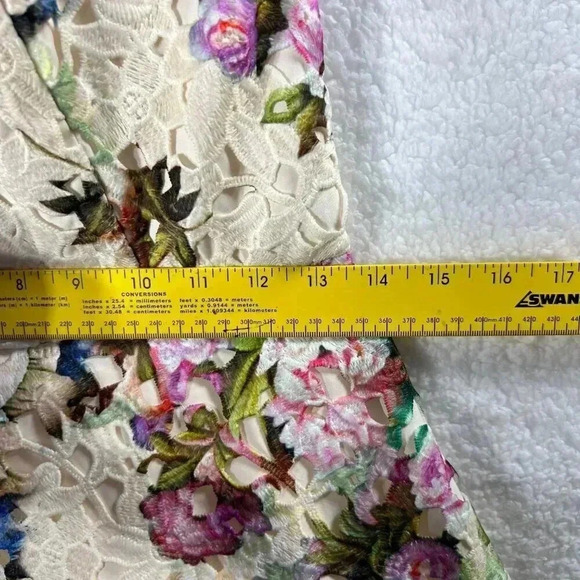 Davids Bridal Womens Strapless Dress 4 Floral Lace Fit & Flare Tea Garden Length - Picture 10 of 16